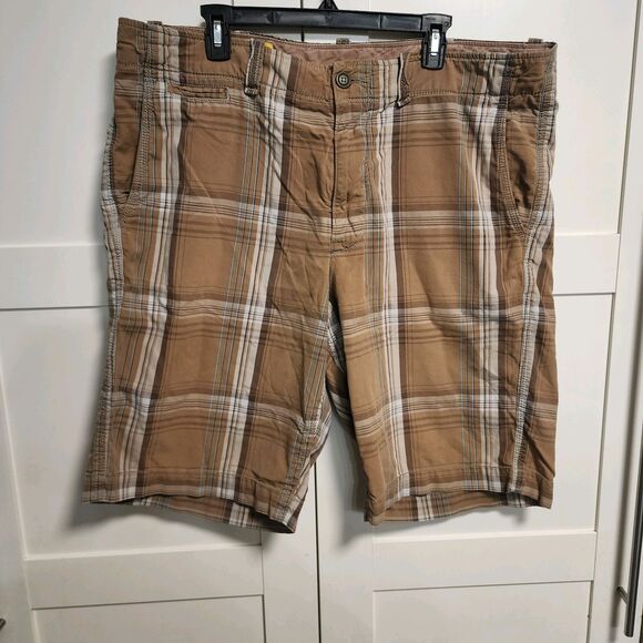 GAP Other - Gap Men's Khaki Shorts Multicolor Plaid Casual Cotton Flat Front Size 40W